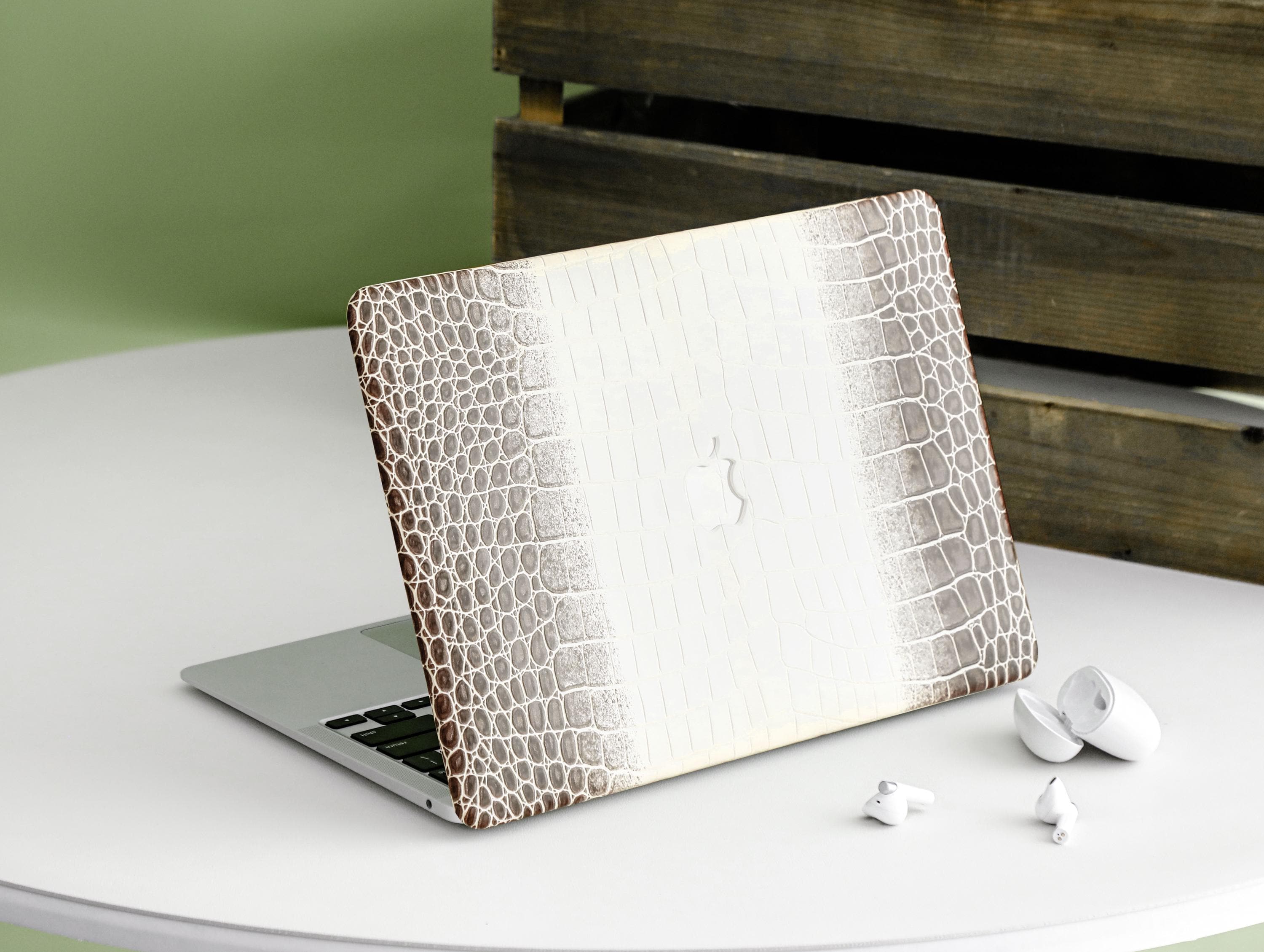 Himalayan Crocodile Print Laptop Case Hot Stamping Vegan Leather Case Macbook Pro 13 Pro 15 Pro 16 Laptop Case Cover 2025 Air13