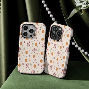 Étui iPhone personnalisé Little Brown Flowers, étui iPhone MagSafe, couverture iPhone, étui iPhone personnalisé pour téléphone 15 15 Pro 15 Pro Max