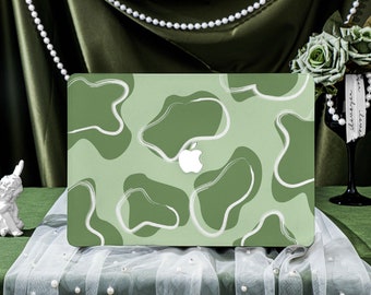 Étui MacBook Green Pebbles pour nouveau MacBook Air 15 A2941, 14,2" A2918/A2992, 16,2" A2991, nom personnalisé, étui pour ordinateur portable Air 13 pouces