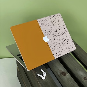 Brown Splice Dot Apple Macbook Case, Personalized Name, Text, Suitable for Pro 14 15 16, Air 13 Inch Laptop Case,Holiday Gift