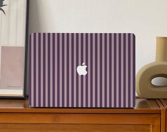 Lilac Stripes New MacBook Case for 2026 M1/M2/M3 Pro 16, Pro 14 inch 16 Touch Bar Air 13.6 M2 inch Laptop Hard Mac Neo Case, 2026 New