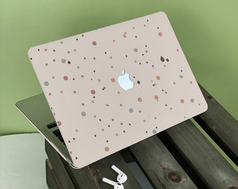 Ploka Dot Speckle Apple Macbook Case, Nom personnalisé, Texte, Convient pour Pro 14 15 16, Air 13 Inch Laptop Case, Cadeau de vacances