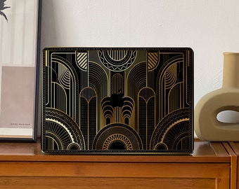 Custodia per Macbook Apple Black Gold City, nome personalizzato, testo, adatta per Pro 14 15 16, custodia per laptop Air da 13 pollici, regalo di festa