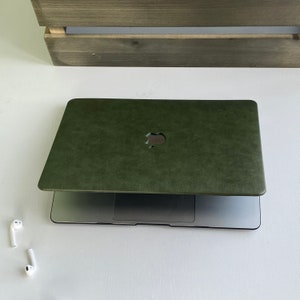 Étui pour ordinateur portable en cuir vert armée Étui en cuir végétalien MacBook Pro 13 Pro 15 Pro 16 A2485 Housse pour ordinateur portable 2021 Pro 14 A2442 Air13 M2-A2681 image 6