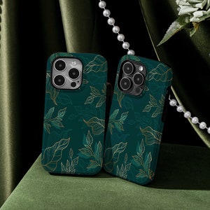 Dark Green Plants Personalized iPhone Case, MagSafe iPhone Case, iPhone Cover, Custom iPhone Case for Phone 15 15 Pro 15 Pro Max