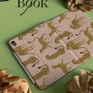 Personalized Custom Name Pink Cheetah iPad Smart Case Cover iPad Pro 12.9, Pro 11, 10.9, 10.5 10.2 iPad Air 4 iPad 9 Case iPad Mini 6