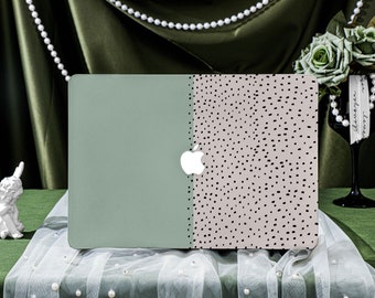 Pale Green Spot MacBook Case for New MacBook Air 15 A2941, 14.2" A2918/A2992, 16.2" A2991, Personalized Name, Air 13 Inch Laptop Case