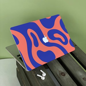 Abstract Blue Puddle Apple Macbook Case, gepersonaliseerde naam, tekst, geschikt voor Pro 14 15 16, Air 13 Inch laptoptas, vakantiecadeau