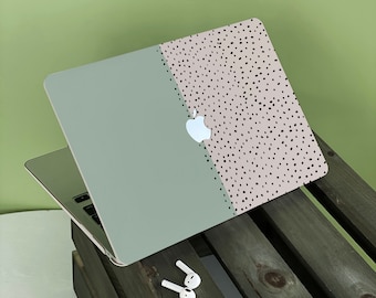 Blue Splice Dot Apple Macbook Case, Personalized Name, Text, Suitable for Pro 14 15 16, Air 13 Inch Laptop Case,Holiday Gift
