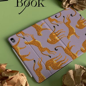 Personalized Custom Name Purple Cheetah iPad Smart Case Cover iPad Pro 12.9, Pro 11, 10.9, 10.5 10.2 iPad Air 4 iPad 9 Case iPad Mini 6