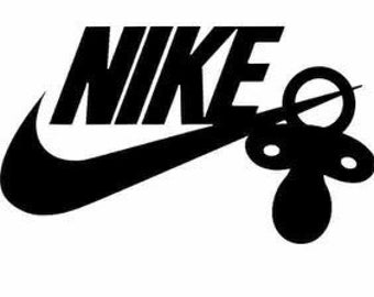 nike logo with pacifier