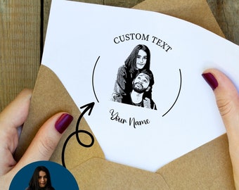 Custom Photo Sketch Stamp, Portrait Self Ink Stamp, Custom Face Stamp, Couple Photo Stamp, Wedding Portrait Stamp, Custom Christmas Gift