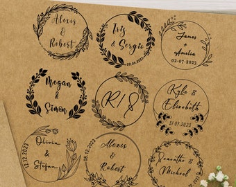 Custom Monogram Wedding Stamp Personalized Couple Initial Rubber Stamp for Invitations Save The Date Cards Envelope Flaps Bridal Shower