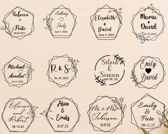 Aangepaste paar naam monogram zelfinktende bruiloft uitnodiging RSVP stempel