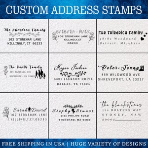 Gepersonaliseerde zelfinktende adresstempel voor gezin - moderne aangepaste retouradresstempel - max. 140 tekens