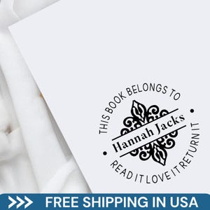 Personalized Library Rubber Stamp: Custom Ex Libris Bookplate