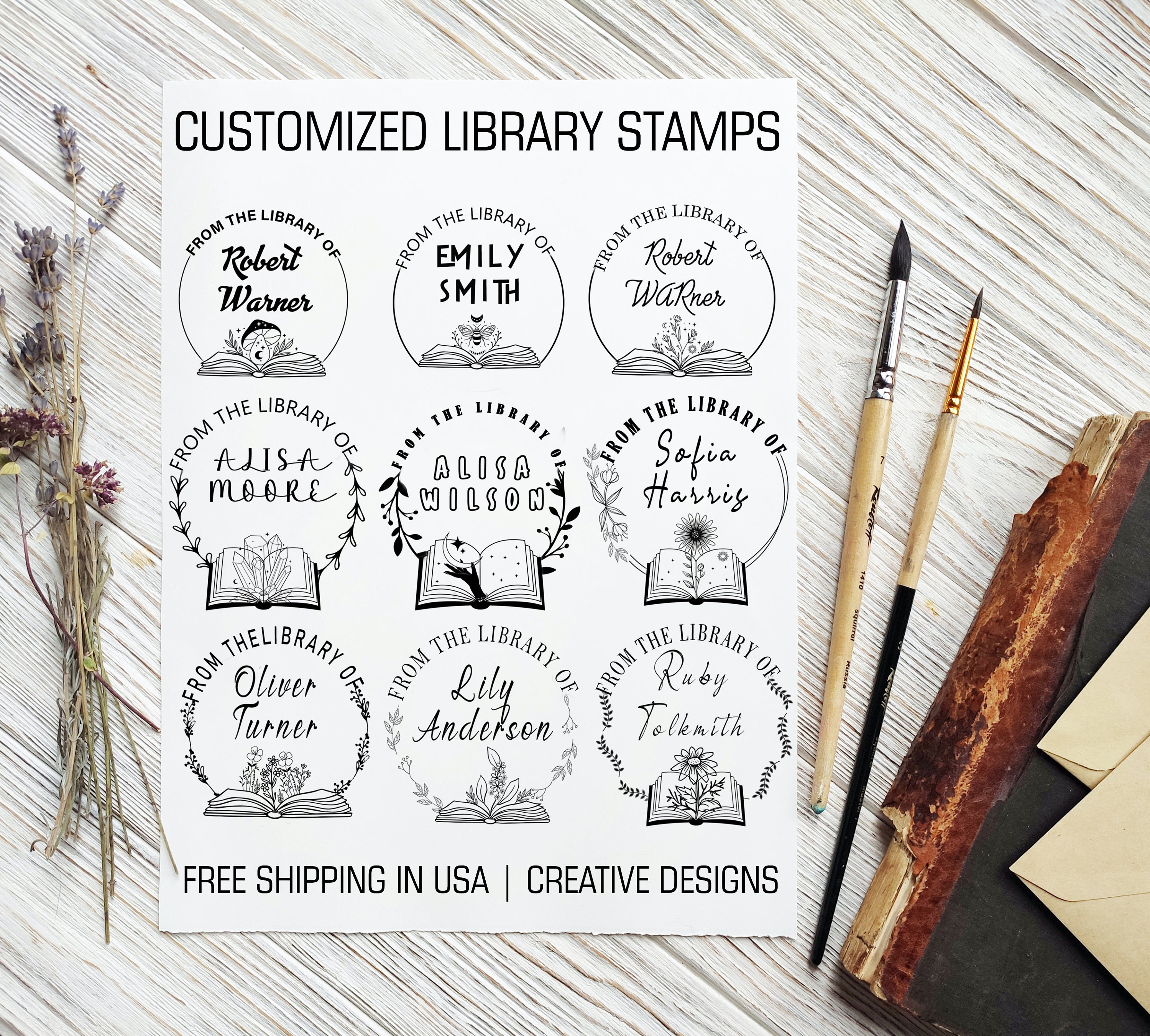 Library Stamp Personalized, Book Stamp Personalized, Teacher Stamp