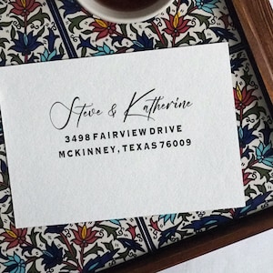 Personalized Calligraphy Return Address Stamp: Self-Inking Custom Rubber Stamp