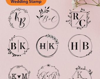 Luxury Monogram Stamp Wedding Rubber Stamp Personalized Initial Stamp for Couples Save The Date Stamp For Wedding Invite Unique Wedding Gift