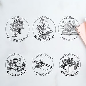 Custom From the Library of Stamp – Perfect Gift for Book Enthusiasts – Personalized Stamp Book Lover Gift-  Bookplate Stamp- Ex Libris Stamp