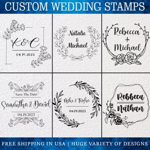 Timbro per invito a nozze con nome personalizzato e monogramma - Timbro per matrimonio personalizzato