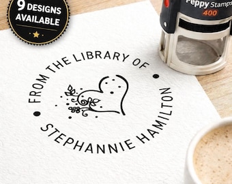 Custom "From The Library Of" Stamp, Personalized Book Stamp