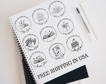 Personalized Floral Library Stamp, Custom Book Stamp, Ex Libris
