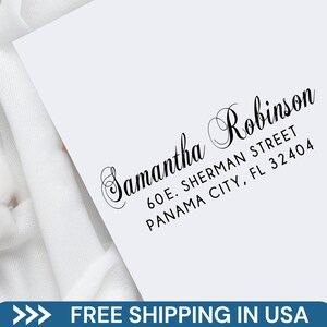 Minimalist Custom Address Stamp for Home and Wedding Mail, Choose Self Inking or Wood Handle Style for Envelopes and Stationery Mail Stamp