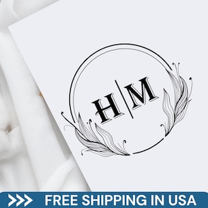 Custom Wedding Monogram Stamp: Elegant Initials, Date Stamp
