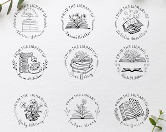 Custom Library Book Stamp, Self-Inking Bookplate Stamp