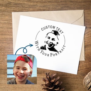 Timbro personalizzato con volto, Timbro con ritratto, Timbro con schizzo, Timbro con foto personalizzato, Timbro con ritratto autoinchiostrante, Regali di Natale personalizzati