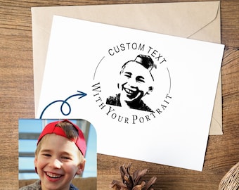 Custom Face Stamp, Create Your Portrait Stamp, Sketch Stamp, Personalized Photo Stamp, Self Ink Portrait Stamp, Personalized Christmas Gifts