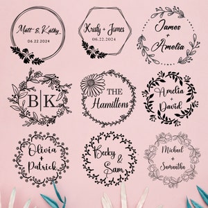 Sello de boda personalizado, sello de monograma, sello de guardar la fecha, sello de boda de autotinta, sello de sobre RSVP, sello de bricolaje de boda, regalo de boda