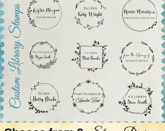 Personalized Reading Gift Book Stamp, Custom Name Library Stamp for Books Gift For Book Lovers & Readers Self ink / Wood Handle Stamp