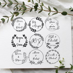 Personalized Floral Wedding Stamp - Couple Name  Monogram - Wedding Invitation Stamper
