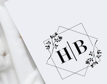 Custom Wedding Monogram Stamp: Personalized Rubber Stamp for Invitations