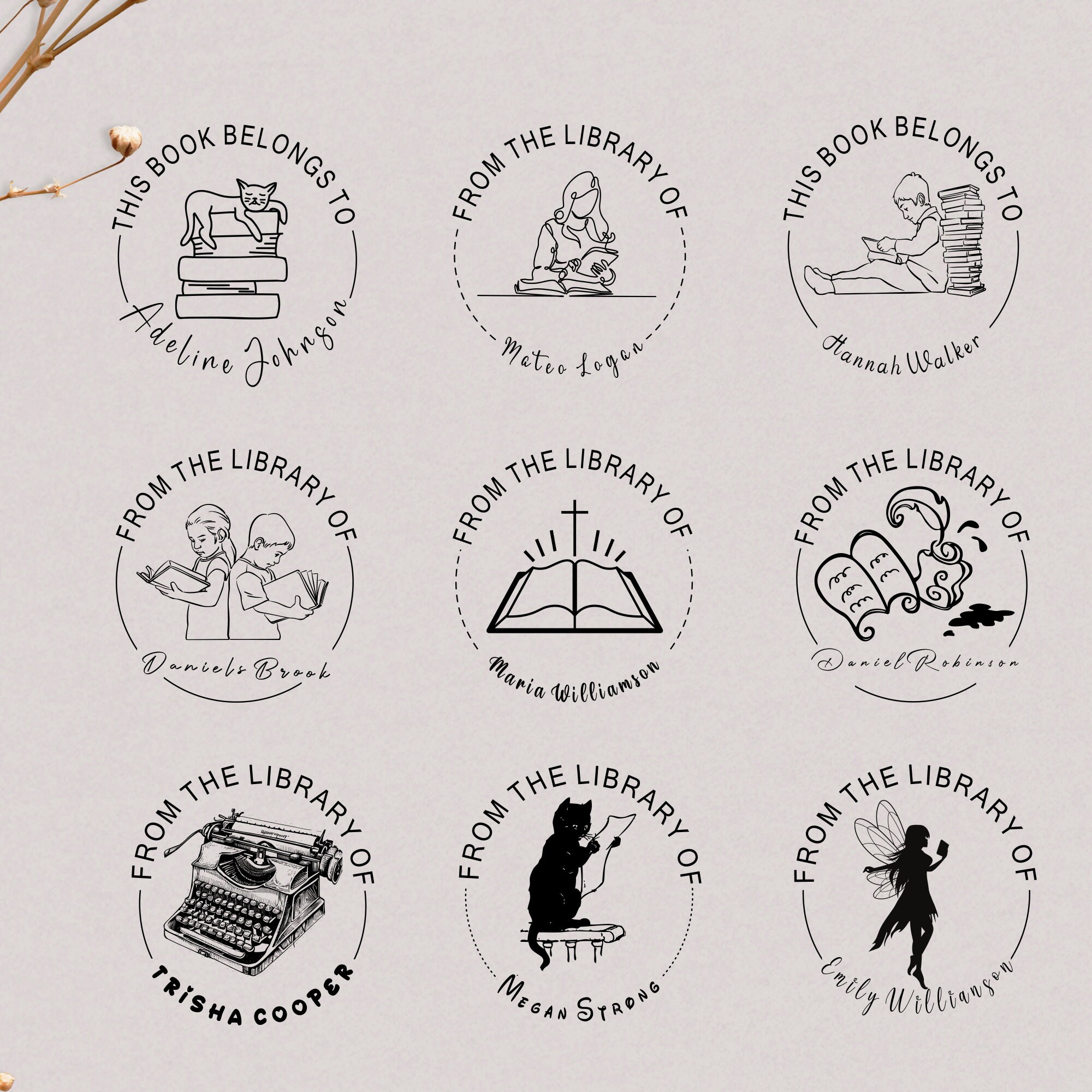 Custom Book Stamp. Self Ink or Wood Handle. Personalized With Etsy