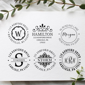 Timbro per indirizzo personalizzato personalizzato - Timbro postale con monogramma per matrimoni e altro ancora