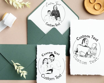 Sello con foto personalizada: boceto personalizado, autoentintable o con mango de madera