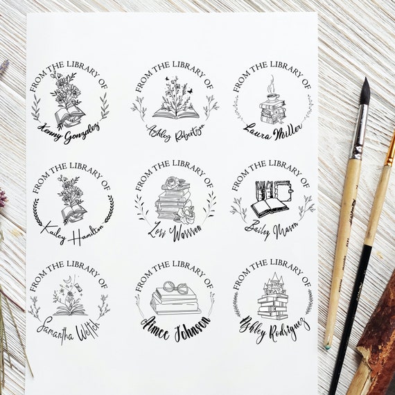 Personalized Book Stamp, From The Library Of Stamp – T461 – Fall For Design