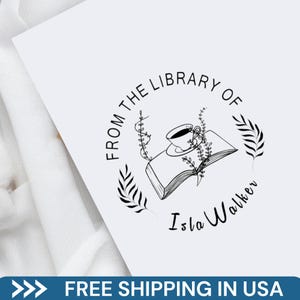 From The Library Of Stamp, Custom Ex Libris Library Stamp, Book Reader Gift, Personalized Bookplate, This Book Belongs To, Custom Book Stamp