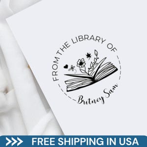 Personalized Library Stamp: Custom Ex Libris Book Stamp