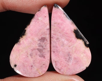 Awesome Top Quality Natural Rhodonite Pear Shape Cabochon Loose Gemstone Pair,For Making Jewelry 41.35 Ct 29X16X5 MM GA-8977