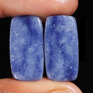 Blue Quartz Cabochon Pair: Radiant Cut Gemstones, 23.60 ct