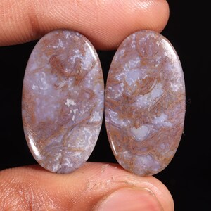 Superb Top Quality Natural Black Botswana Agate Oval Shape Cabochon Loose Gemstone Pair,For Making Jewelry 40.10 Ct 28X16X5 MM GA-16691