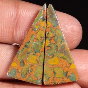 Cabujón de jaspe frutal natural de excelente calidad, forma triangular, piedra preciosa suelta para joyería, 34,00 ct, 30 x 14 x 6 mm, GA-16197