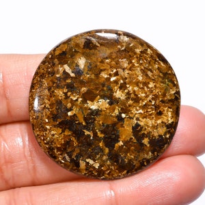 Wonderful Top Grade Quality 100% Natural Bronzite Round Cabochon Loose Gemstone For Making Jewelry 71.5 Ct. 36X36X5 mm GA-1486