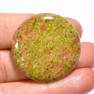 Vlekkeloze hoogwaardige kwaliteit 100% natuurlijke unakiet ronde cabochon losse edelsteen voor het maken van sieraden 47,5 kt. 30 x 30 x 6 mm GA-671
