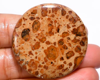Outstanding Top Grade Quality 100% Natural Leopardite Jasper Round Cabochon Loose Gemstone For Making Jewelry 73 Ct. 37X37X7 mm GA-1253