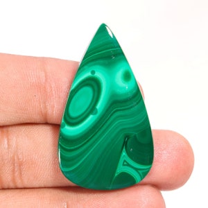 Excellent Top Quality Natural Malachite Pear Shape Cabochon Loose Gemstone For Making Jewelry 44.10 Ct 44X25X3 MM L-26